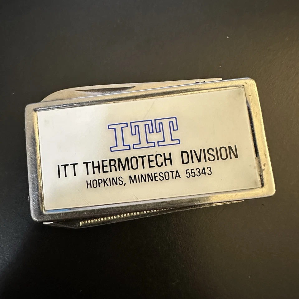 Cuchillo clip dinero vintage ITT THERMOTECH DIVISION lima de uñas Japón acero inoxidable Foto 4 de 4