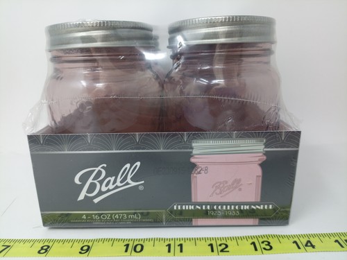 Ball Rose Pink Set of 4 Pint Mason Jars Collectors Edition 16 OZ 2022 NEW - Picture 4 of 8
