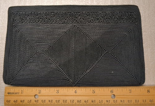 Vintage 1960s Small Black Cloth Ladies Purse Clutch missing zipper 4 1/2"x 8" - Picture 1 of 9