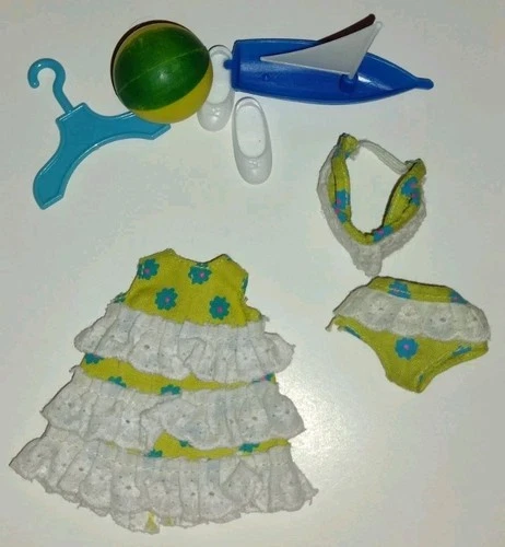 Vintage Tutti Doll Seashore Shorties Swim Wear Ball Boat Shoes Hanger #3614