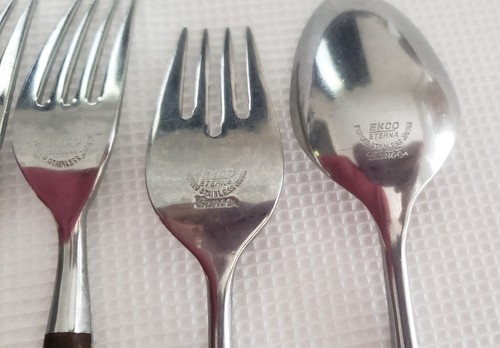 Vintage Ekco Eterna Canoe Flatware Forks Knives Spoon Stainless Lot Japan - Picture 2 of 8