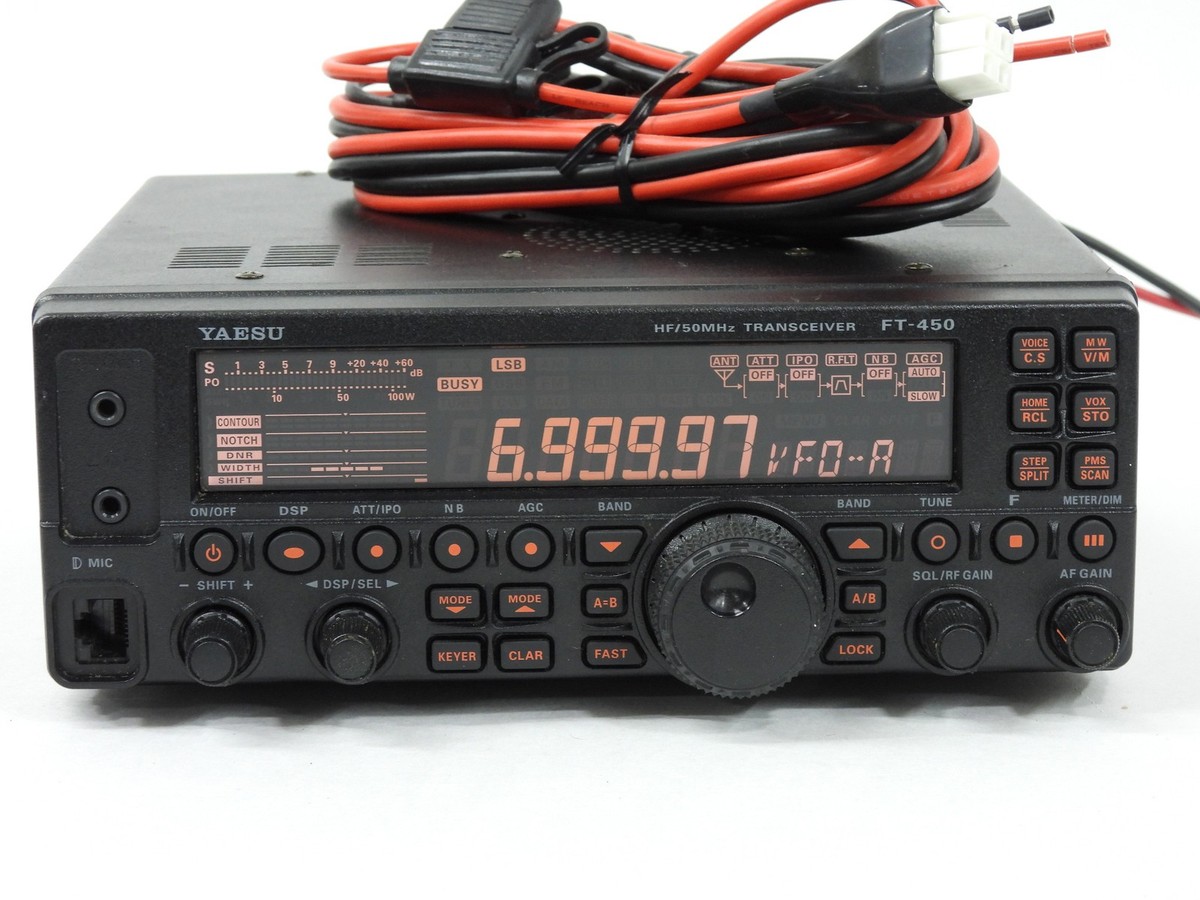Yaesu FT-450 Ham Radio HF 50MHz Tranceiver + DC Cable (works well