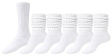 6 Pair Cotton Crew Slouch Socks Womens Scrunch Ribbed Soft Retro Boot Calf Sock