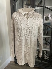 VTG Ralph Lauren Hand Knit Silk Linen Cable Knit Fisherman Sweater Cream XL
