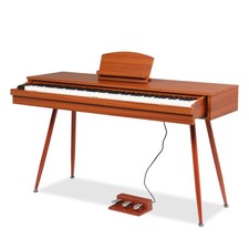 Digital Piano 88 Key Weighted Keyboard with Music Stand Triple Pedal Wood Color