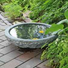 Granit Wasserschale Vogeltränke Naturstein Ø 46cm groß Vogelbad Steinschale 6