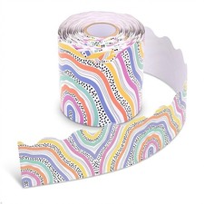 65.6ft Bulletin Board Borders Scalloped Roll, Colorful Boho Classroom Decor f...