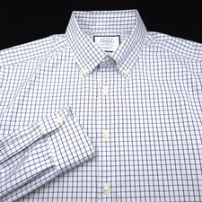 Charles Tyrwhitt Dress Shirt -16.5 33- White Blue Extra Slim FitPinpoint Oxford