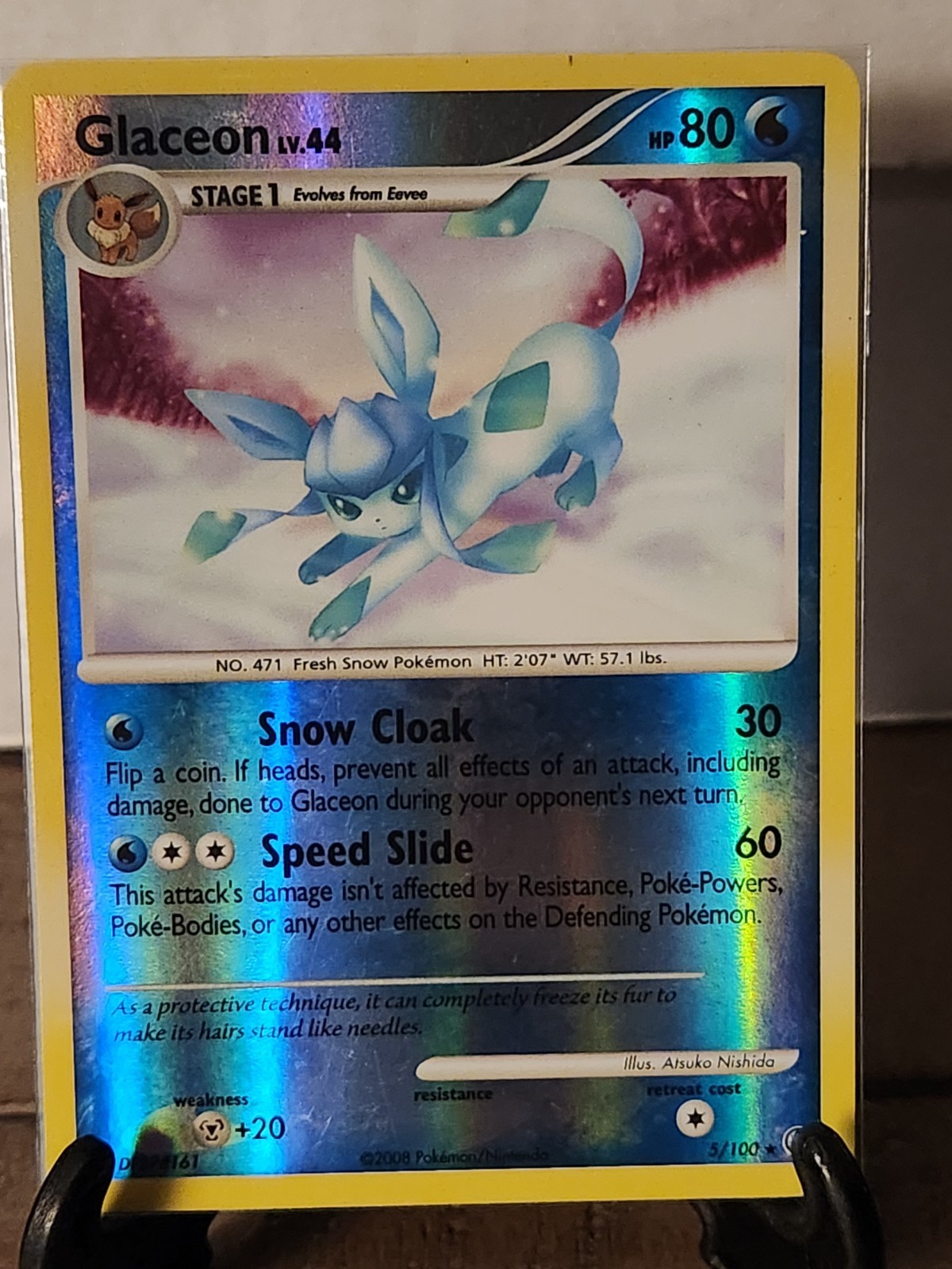 Glaceon #5/100 Diamond & Pearl: Majestic Dawn REVERSE HOLO RARE NM/LP