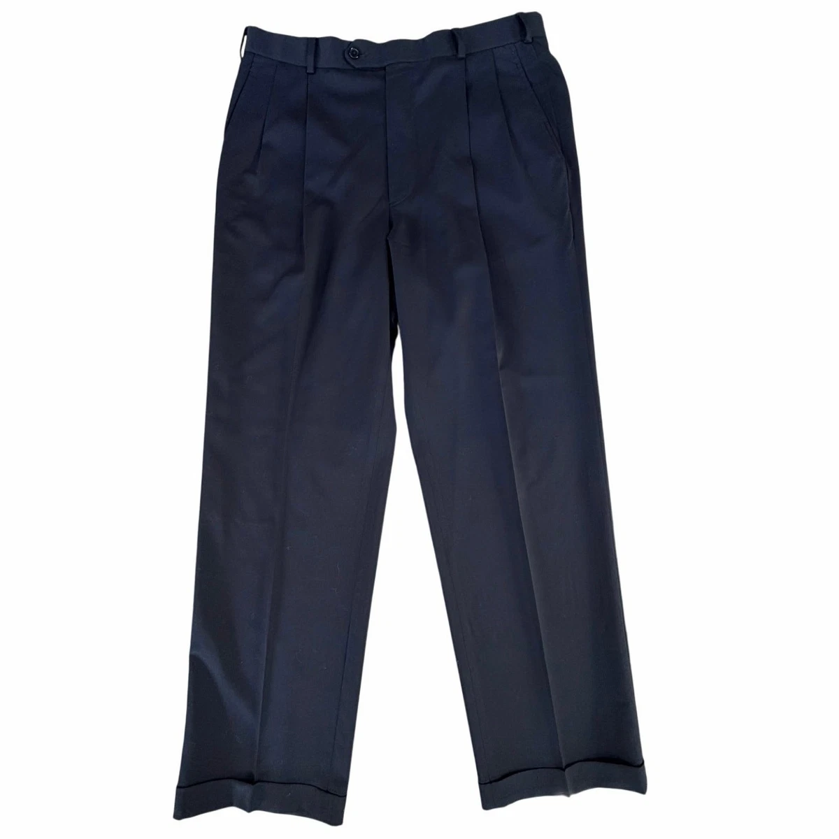 Pantalon Vintage Brooks Brothers – Laine, Noir, Plissé, Taille 42, Homme