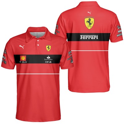Custom Name Ferrari Logo Red Polo All Size S-5XL
