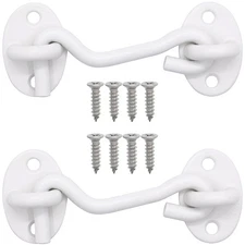 2 PCS 3 Inch White Barn Door Lock, Cabin Hook, Eye Latch, Gate, Privacy, Screw