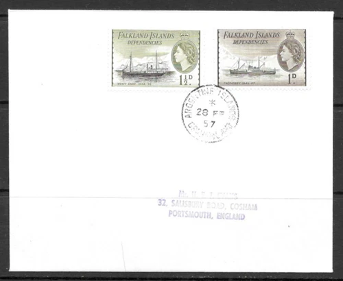 Falkland Islands Dependencies QEII Ships (1954) Cover Used