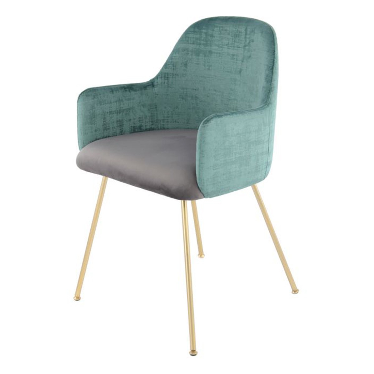 Chaise en velours Richard 85cm vert gris avec dossier ergonomique