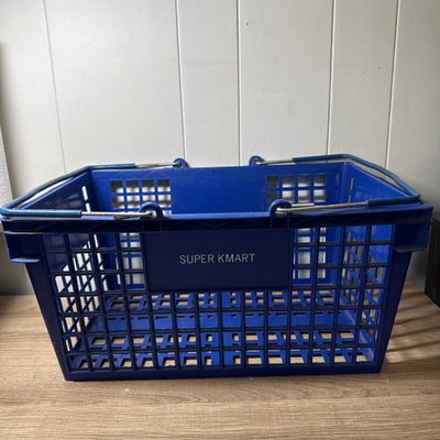#ad #ad Vintage Blue Super Kmart Shopping Basket Rare 18” By 9” By 12” $199.99