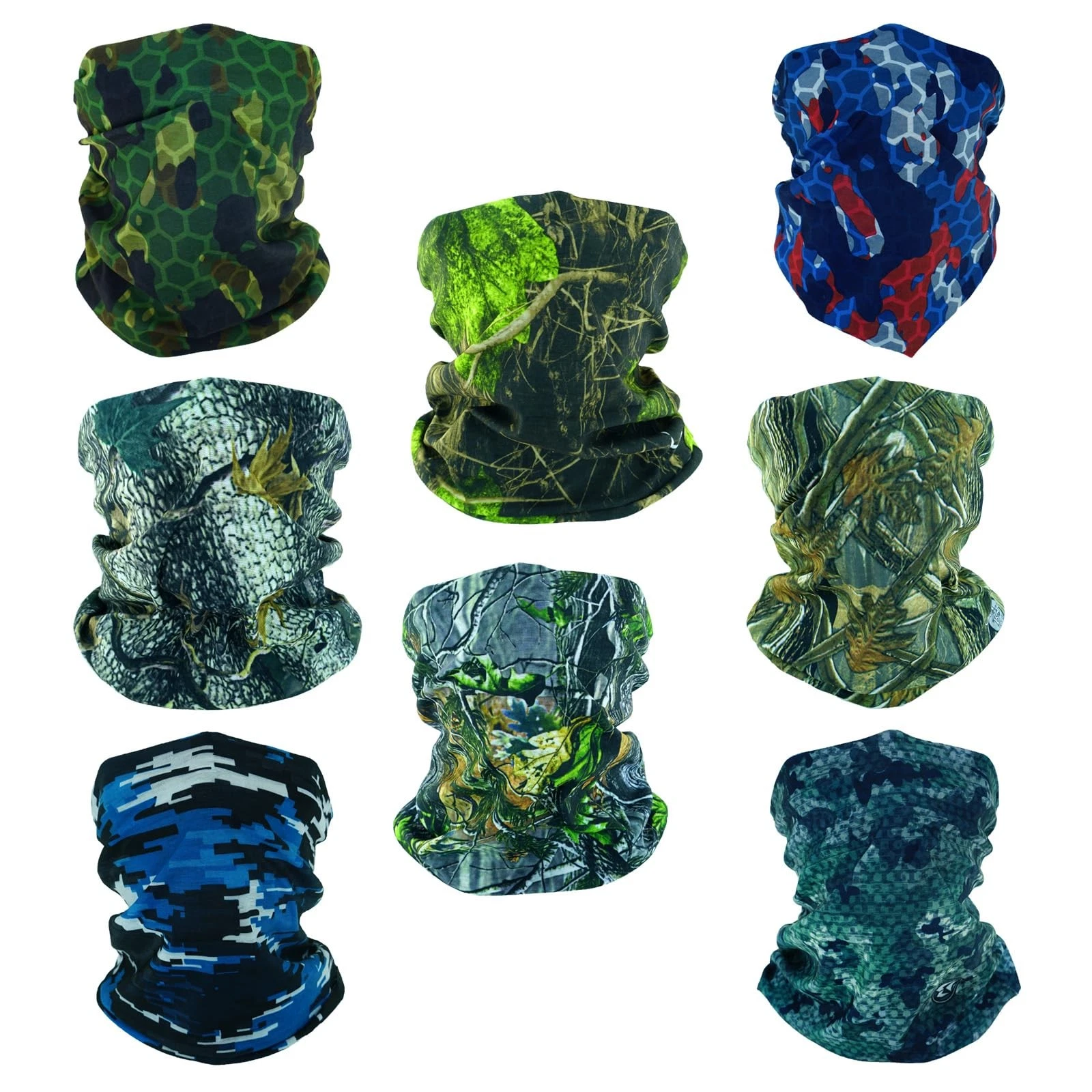 8 Multipurpose Bandanas for Women Men Headband Balaclava Hair Head Scarf Face...
