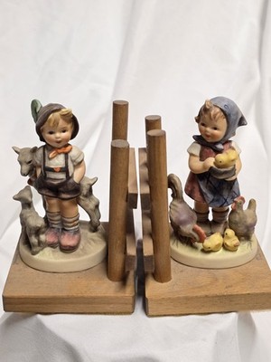 Goebel Hummel Figurines  200/1 ''Little Goat Herder'' And ''Feeding Time'' Bookends