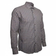 David Donahue Fusion Performance Plaid Dress Shirt Mens 16.5 L Stretch Orange
