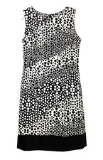 Ronni Nicole Polka Dot Sheath Dress Womens 8 Black White Sleeveless Runs Small