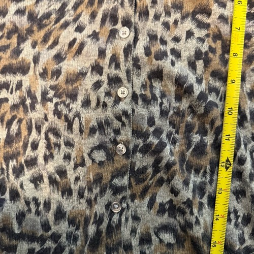Peck & Peck Silk Cashmere cardigan sweater leopard animal medium gray neutrals - Picture 6 of 6