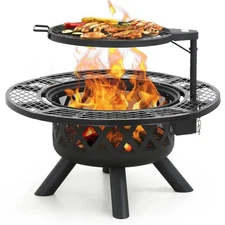 BALI OUTDOORS 32" Outdoor Fire Pit,Wood Burning Firepits with Poker for Outside