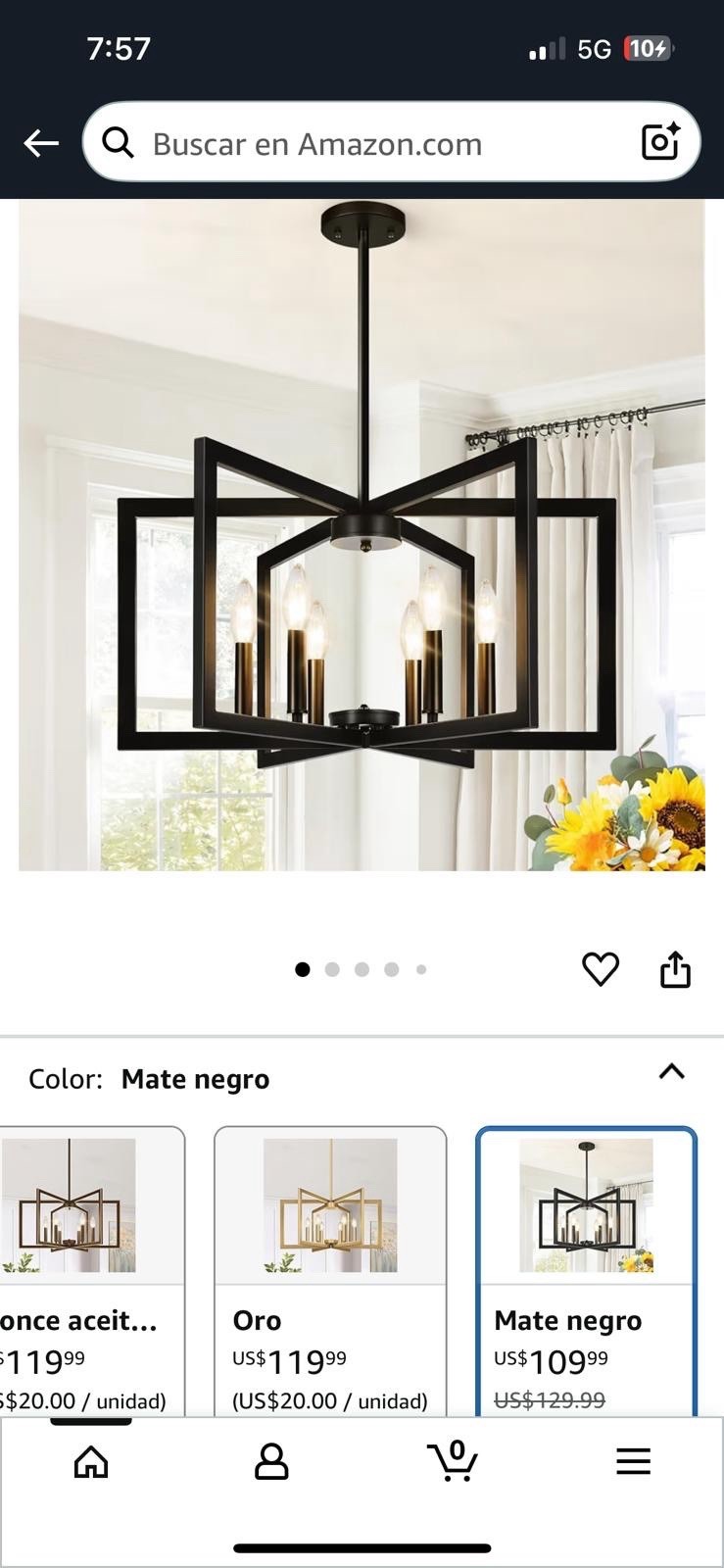 Matte Black Six Light Chandelier from the Broyles Collection