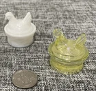 RARE VTG Hen In/on Basket Nest, Milk Glass, Vaseline Glass Possibly Uranium Lot2