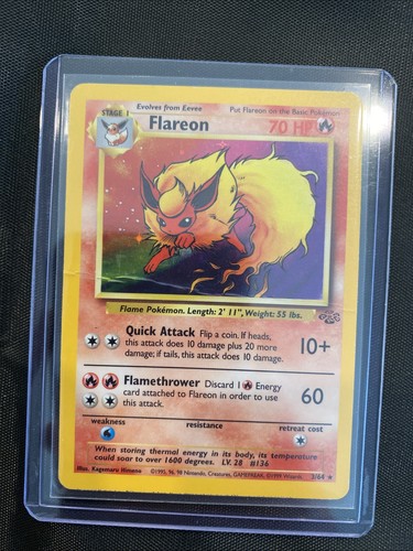 Pokémon TCG Flareon 3/64 Jungle Set Vintage Holo Rare Karte