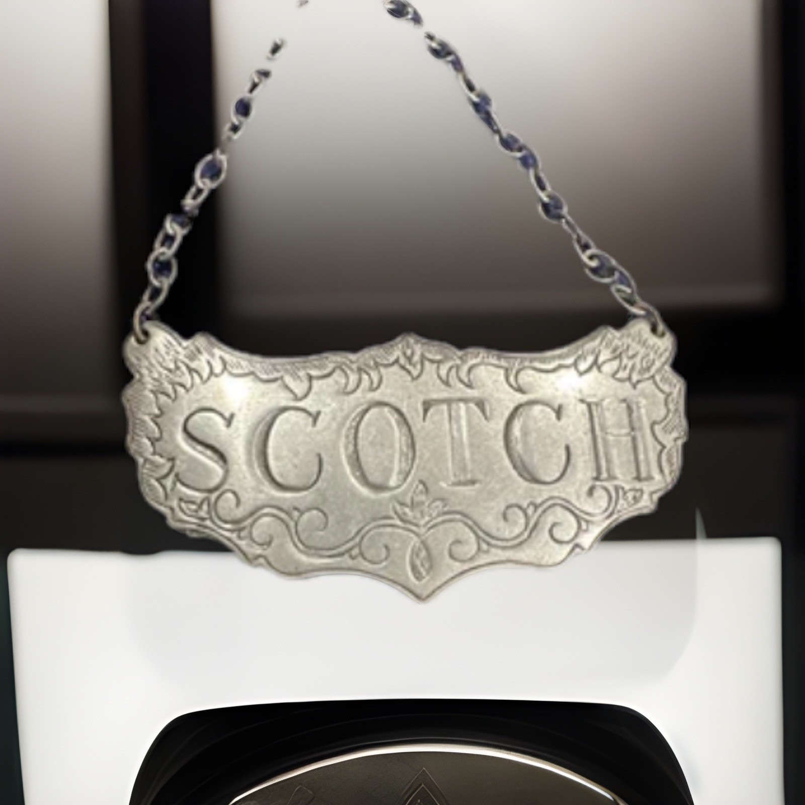 Vintage Complete Set Of 6 Stieff  Pewter Decanter Liquor Labels Tags Circa 1960s