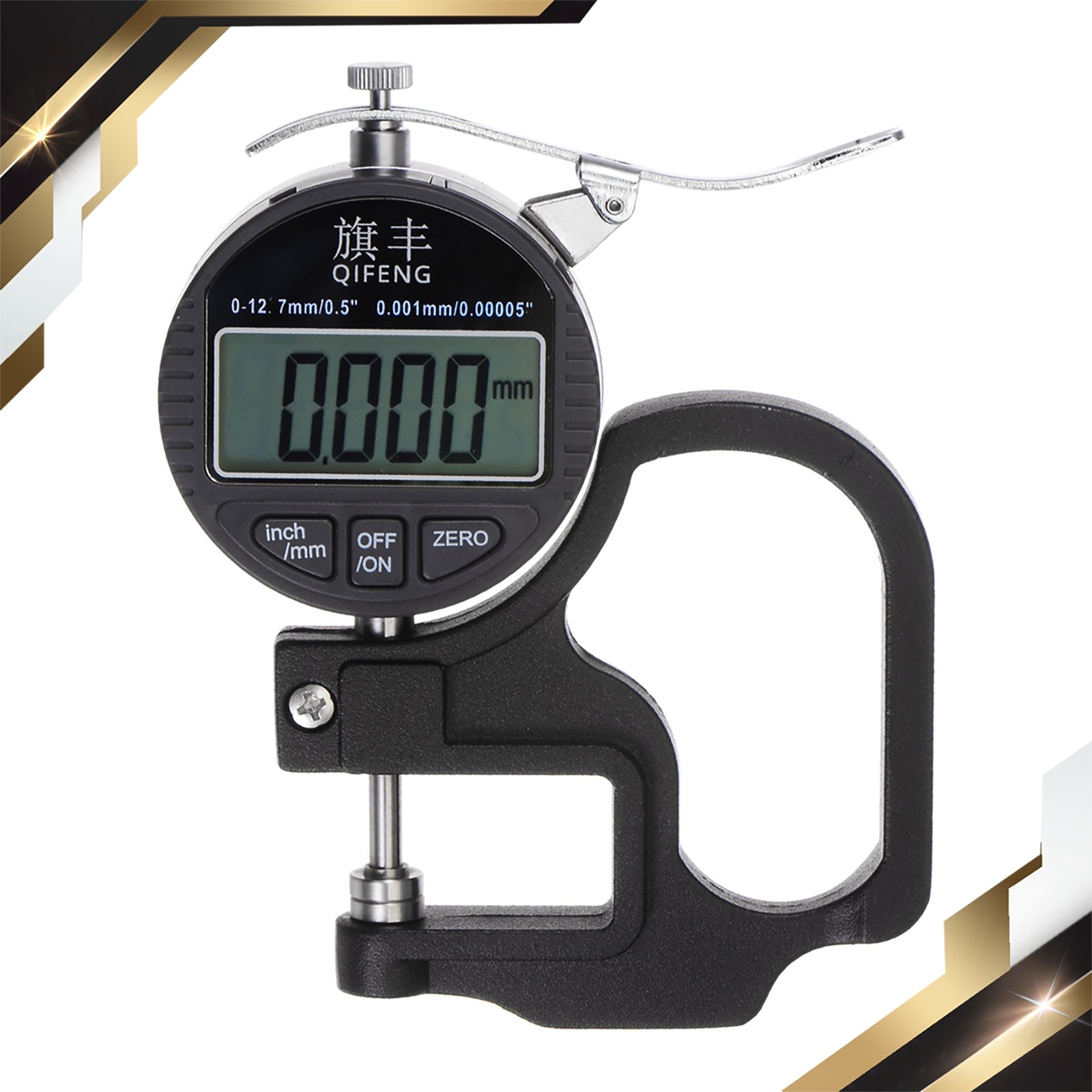 Digital Thickness Gauge 0.001mm/0.00005" Range 0-12.7mm/0.5" Electronic