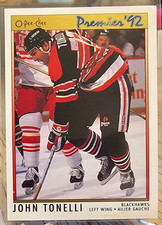 1991-92 O-Pee-Chee Premier John Tonelli #37 Chicago Blackhawks