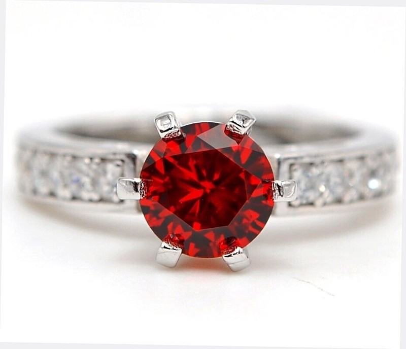 2CT  Fire Garnet 925 Solid Sterling Silver Ring Jewelry Sz 6 MM2-10
