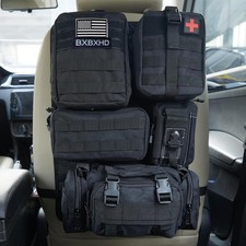 Universal Tactical Car Seat Back Organizer Molle Panel with 5 Pouches Black