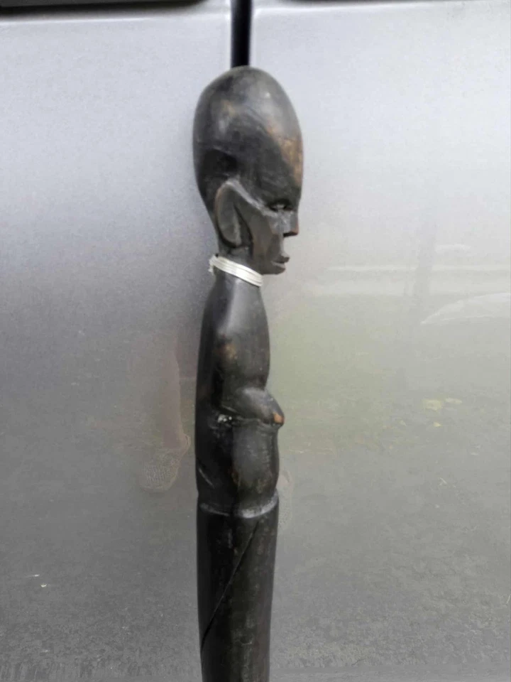 Antique Ebony Tribal African Cane W/ Hand-Carved Figure  36.5 Inches - Image 3 of 4