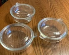 Lot of 3 Vtg PYREX 20 Oz Clear Glass #019 Round Casserole/Baking Dish w/Lid 681