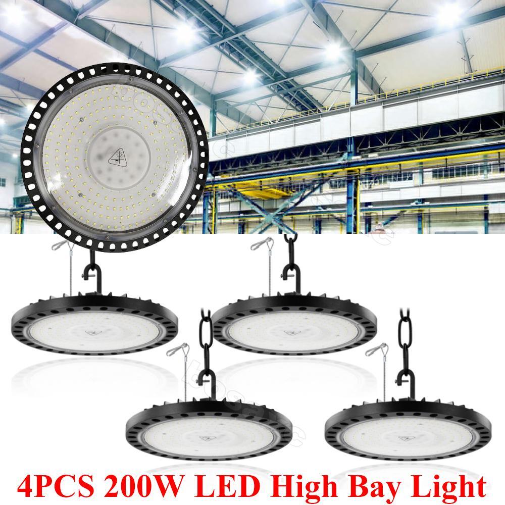 4 Pack 200W UFO Led High Bay Light Factory Warehouse Commercial Led
