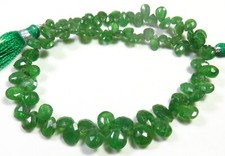 Green Gems Garnet Faceted Pear Beads 8.5 Inch Natural Tsavorite 5-7.5 mm LC-1675
