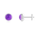 ANGARA Natural 1 Ct AAA-Grade Amethyst Solitaire Stud Earrings in 14K Solid Gold
