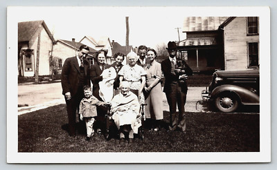 Vintage Old Outdoor Antique Photo Car Home Family Men Ladies Boy Kid Baby Dog