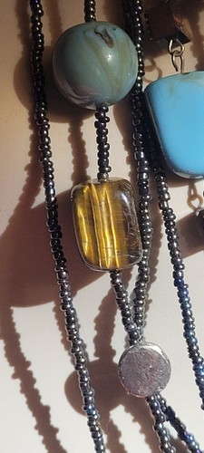 Vintage Chicos Multi Strand Tigers Eye Faux Turquoise Necklace - Picture 18 of 23