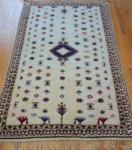 EXCELLENT MOROCCAN HAND KNOTTED WOOL IVORY ANIMAL CAMELS ORIENTAL RUG 5'2" x 9' - 第 1/20 張圖片
