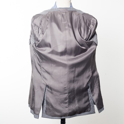 Vintage Gingham Check Sport Coat Blue Gray Bespoke Blazer M Fit - Picture 6 of 6