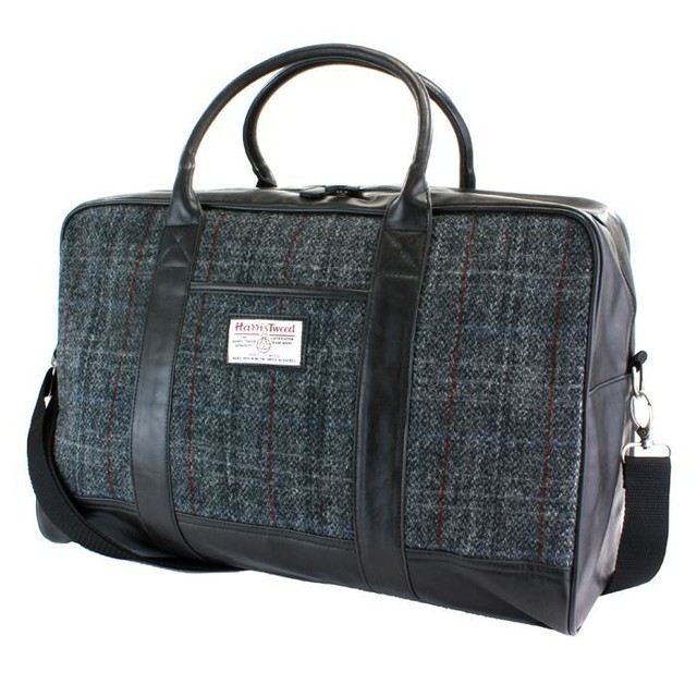 Harris Tweed Holdall Weekend Travel Bag (grey Check) 25143