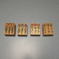 Hero Arts Set "3 pansy 3 tulip 3 zinnia 3 lris." Wooden stamps cards crafts s1