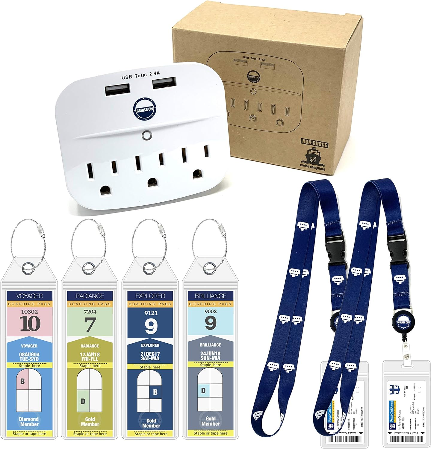 Royal Caribbean Essentials Kit - Cruise Power Strip, Lanyards & Royal Caribbe...