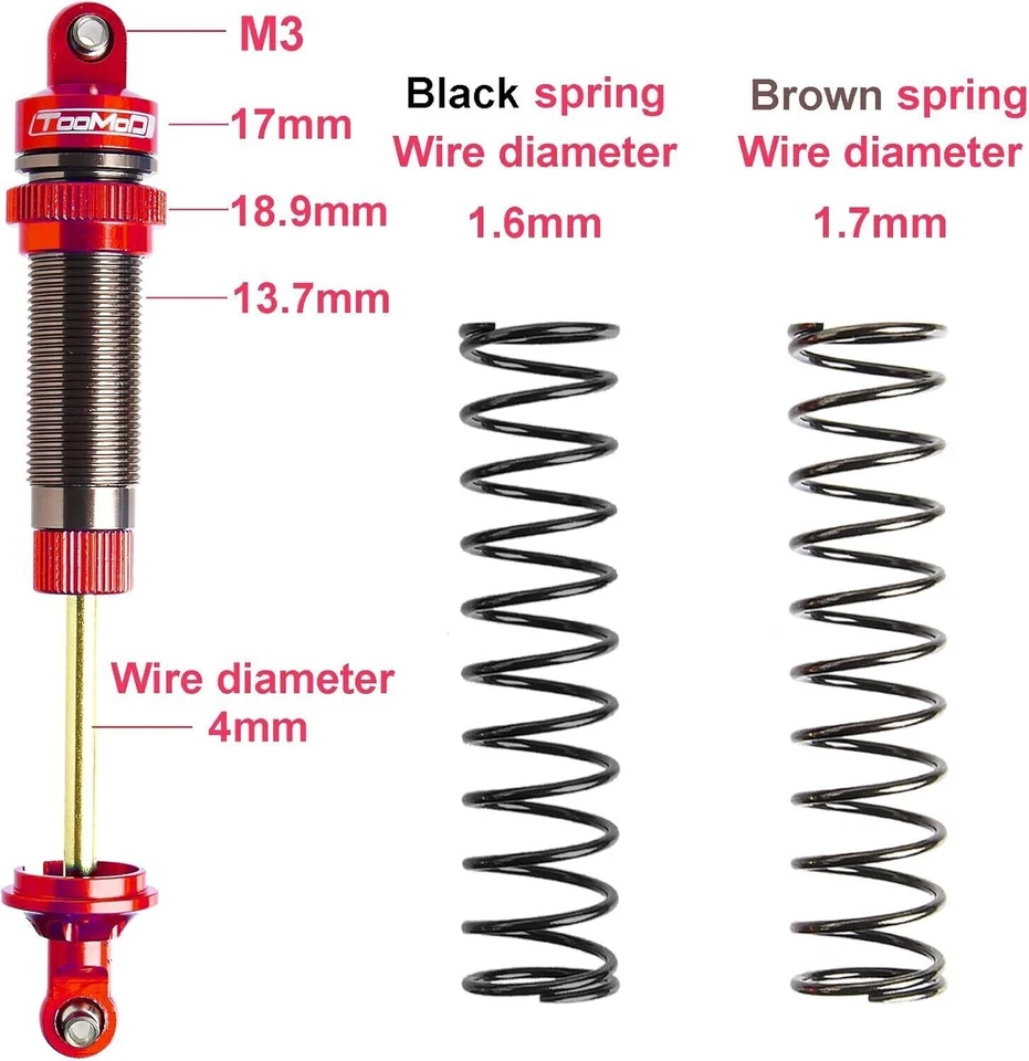 100/115mm RC Oil Shock Big Bore Damper for Arrma Big Rock/Granite/Senton/Slash - Image 3 of 4