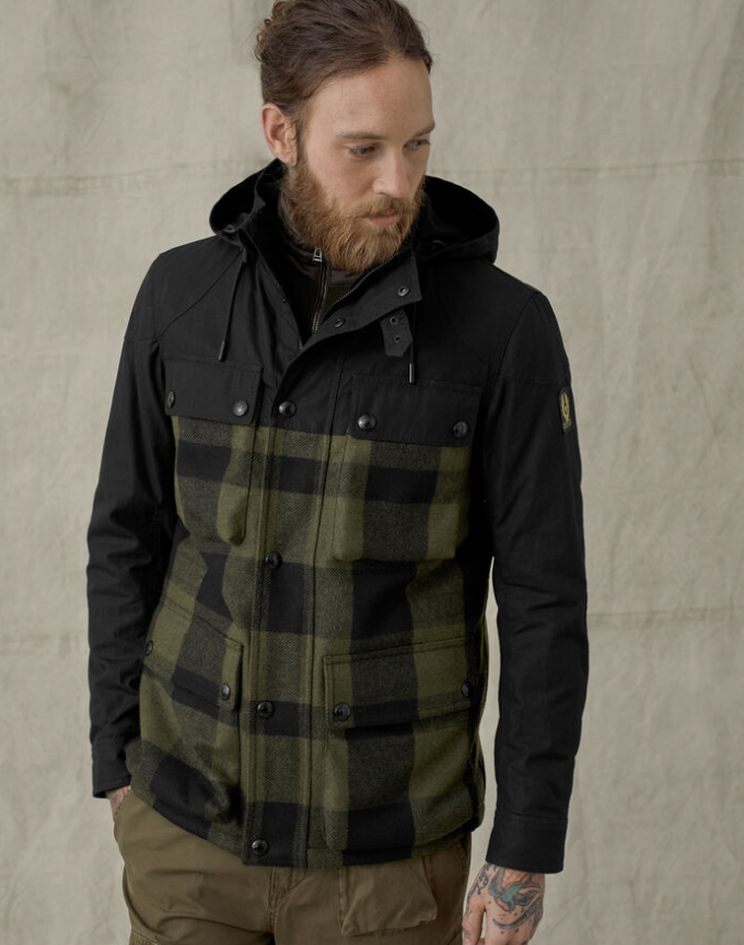Belstaff Mens Hike Jacket Salvia Black UK40 IT50 Check RRP £650