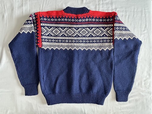 Husfliden Drammen Norway Navy & Red Reindeer Heavy Wool Cardigan Youth S Sweater - Picture 6 of 8