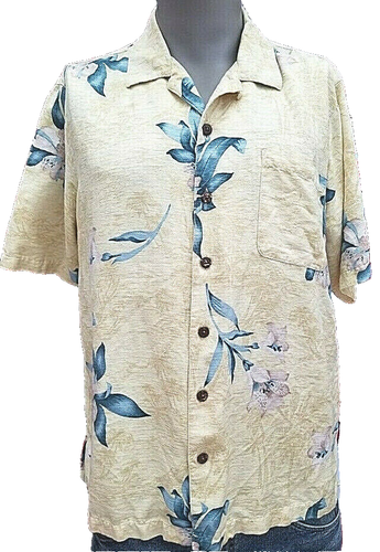 Vintage 100% Silk Yellow Aloha Shirt Mens main image 0