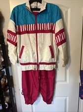 Teddi Sport Wind Suit Tracksuit Vintage 1990s Teal 2PC Outfit Pockets